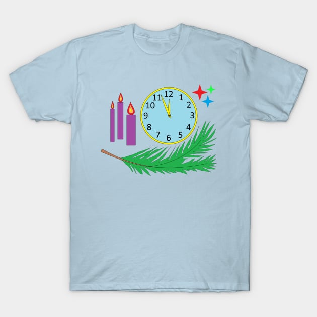 Limited Edition! Happy New Year / Candles and clock V1 T-Shirt by Vladimir Zevenckih